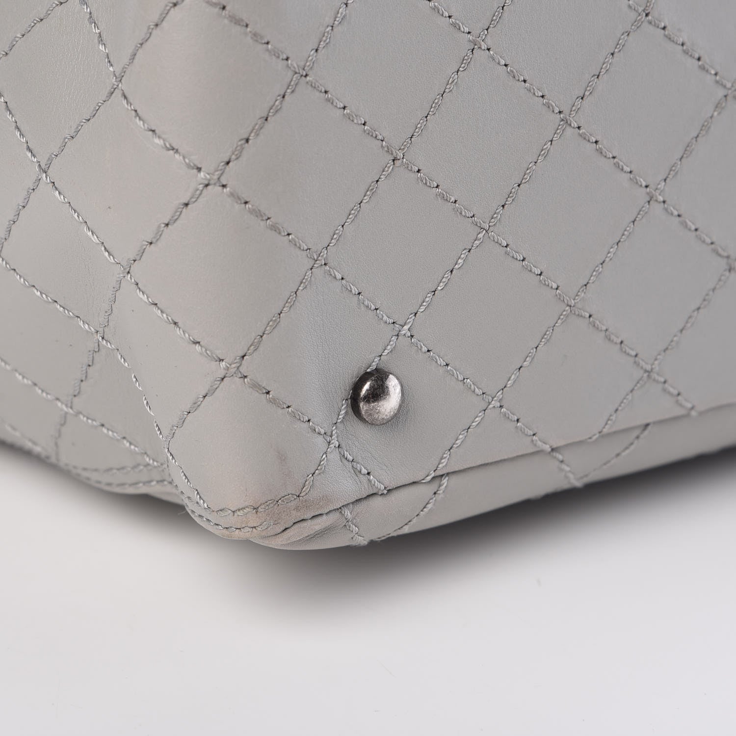 Chanel Calfskin Stitched Medium Shopping Tote Grey 12 of 16