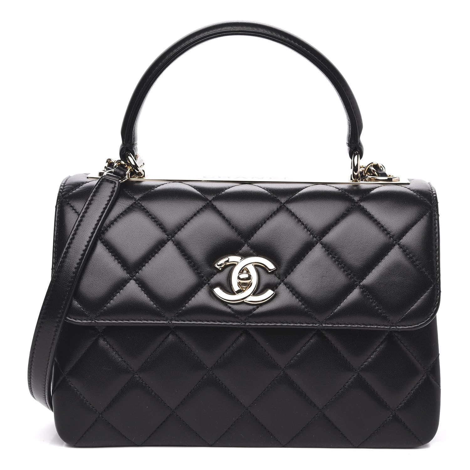 Chanel Lambskin Quilted Small Trendy CC Dual Handle Flap Bag Black 1 of 12