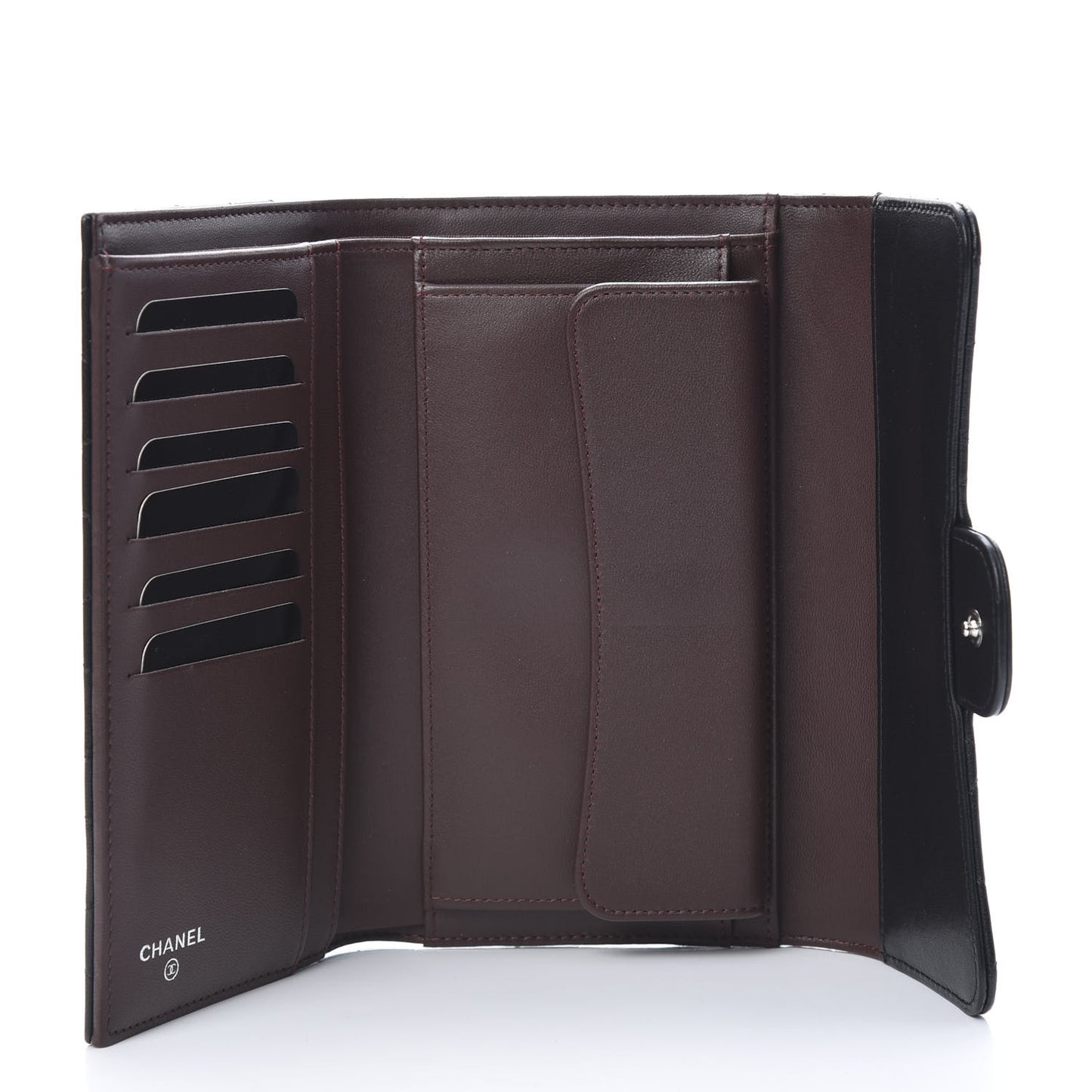 Lambskin Quilted Large Flap Wallet Black