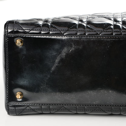 Christian Dior Vintage Patent Cannage Large Lady Dior Black 16 of 16