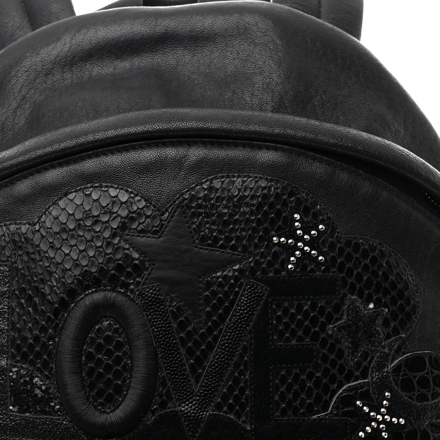 Saint Laurent Sheepskin Snakeskin Mini Love Appliqué City Backpack Black 8 of 10