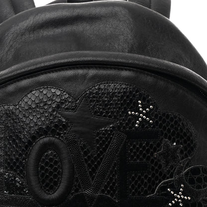 Saint Laurent Sheepskin Snakeskin Mini Love Appliqué City Backpack Black 8 of 10