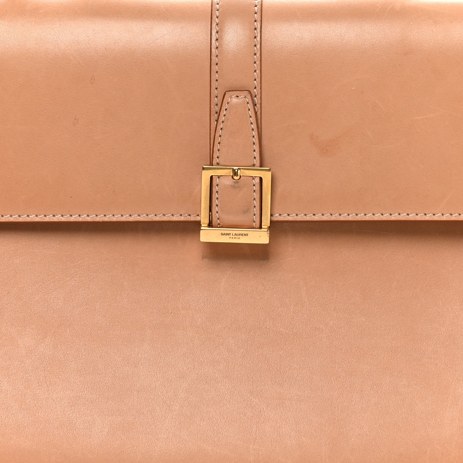 Saint Laurent Shiny Calfskin Le Fermoir Top Handle Bag Vintage Brown 7 of 10