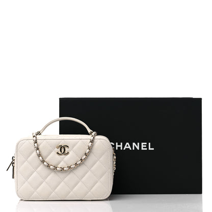 Chanel Caviar Quilted Top Handle Vanity Case White 13 of 13