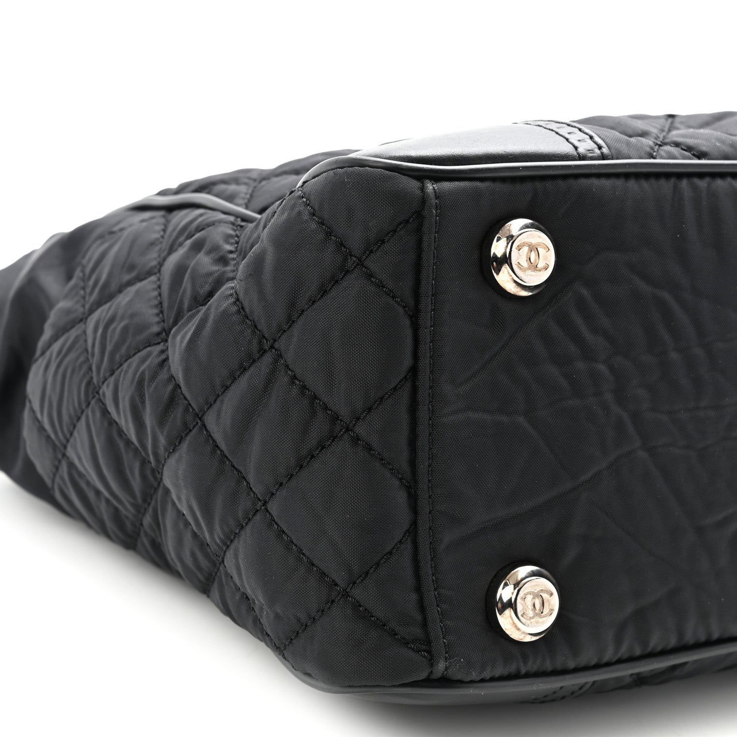 Chanel Nylon Calfskin Quilted CC Paris New York Tote Bag Black 9 of 12