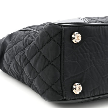 Chanel Nylon Calfskin Quilted CC Paris New York Tote Bag Black 9 of 12