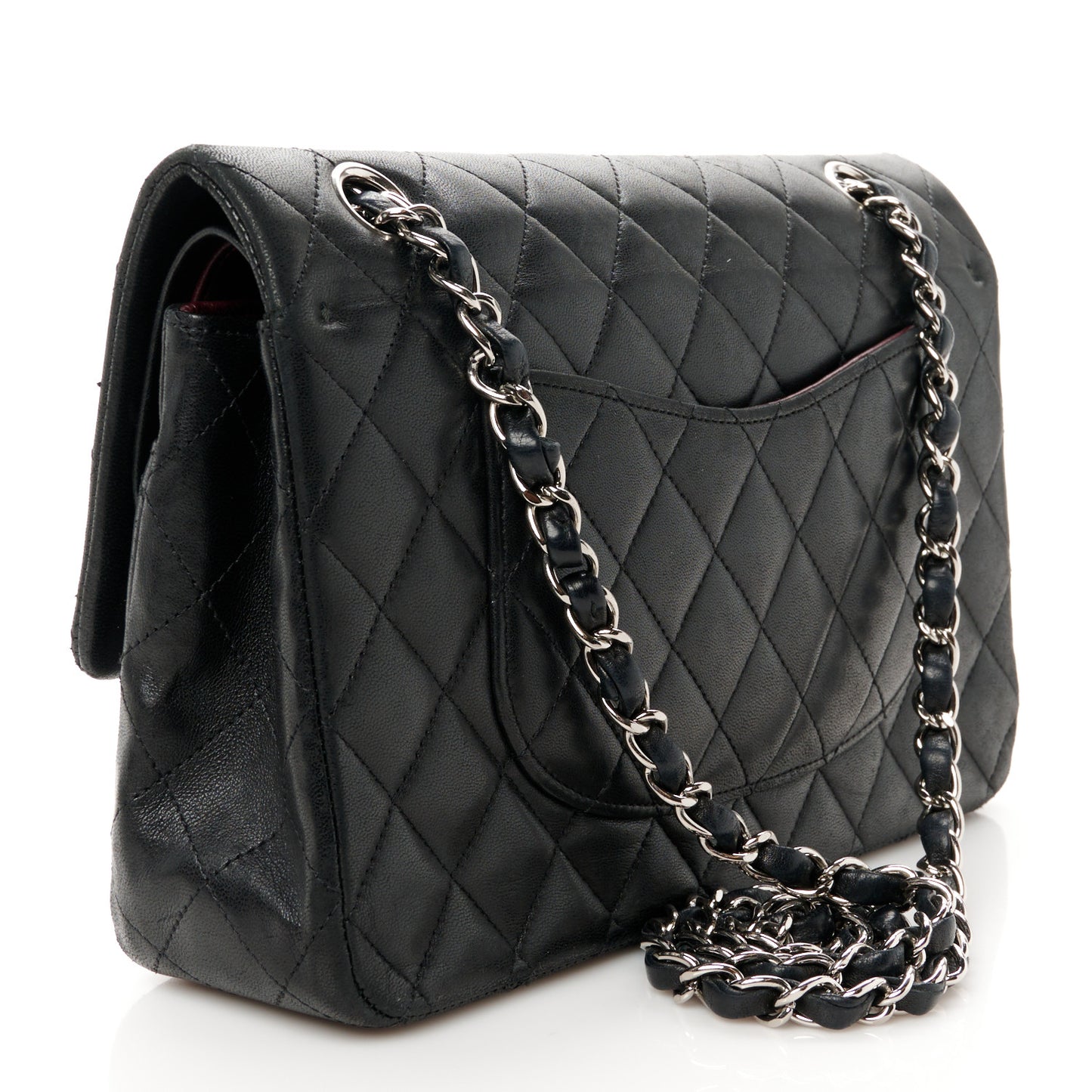 Lambskin Quilted Medium Double Flap Black