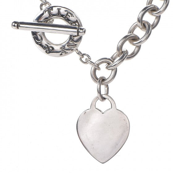 Sterling Silver Heart Tag Toggle Necklace