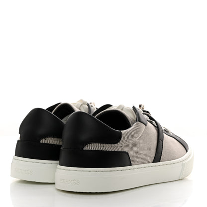 Hermes Calfskin Canvas Day Sneakers 38 Black White 4 of 8
