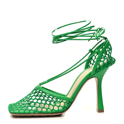 Bottega Veneta Mesh Nappa Stretch Ankle Tie 90mm Sandals 36.5 Grass 1 of 9