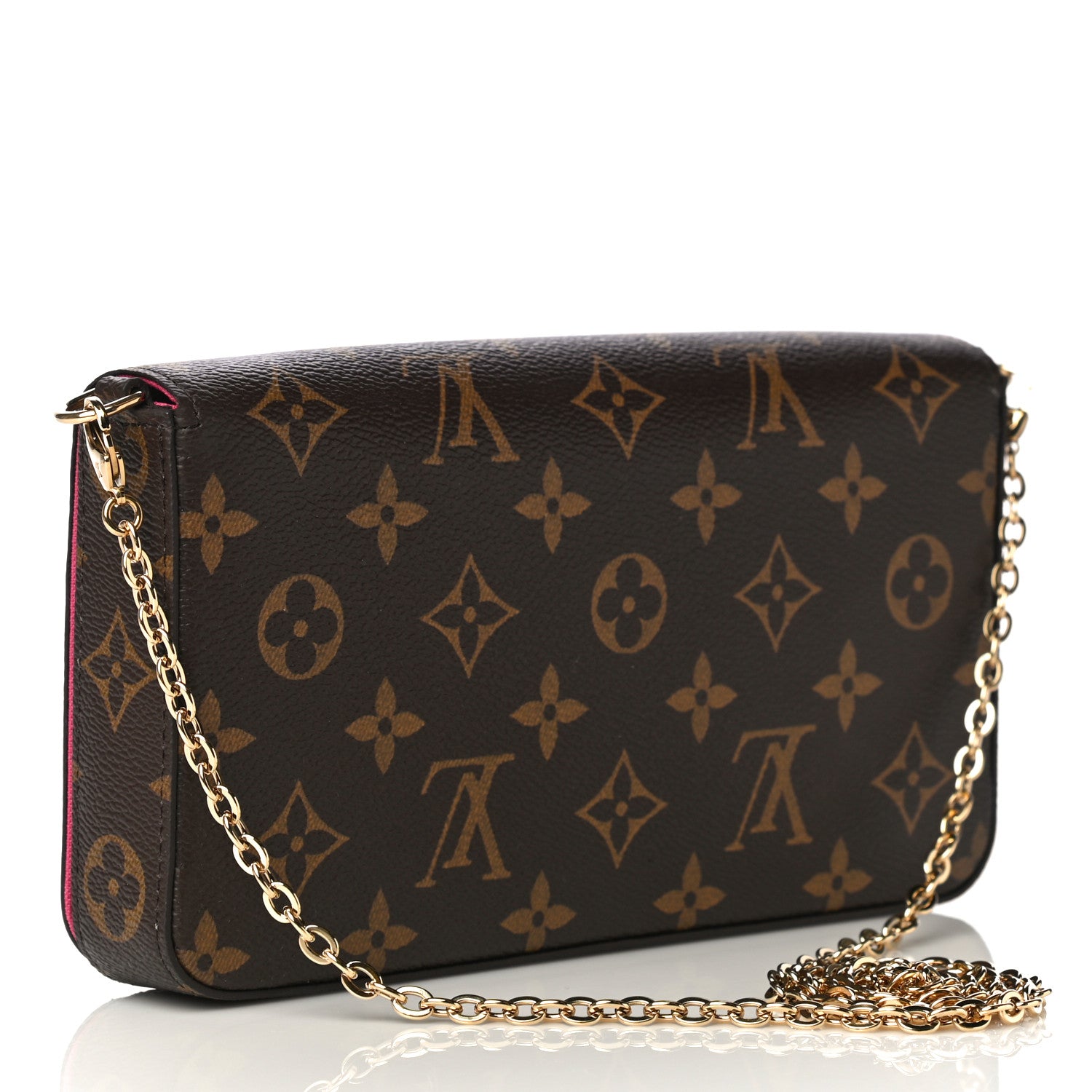 Louis Vuitton Monogram 2021 Christmas Animation Hollywood Pochette Felicie Chain Wallet Fuchsia 4 of 17