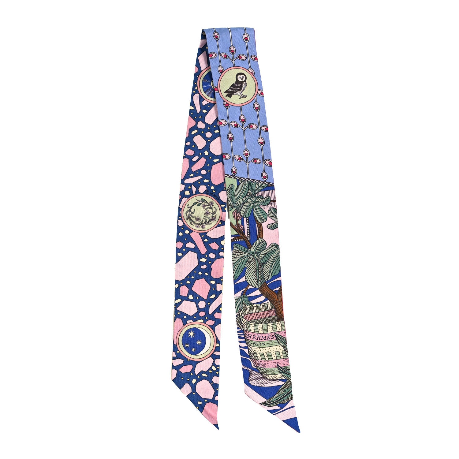 Hermes Silk La Danse Des Amazones Twilly Bleu Roy Vert Jaune 2 of 4