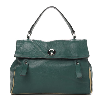 Saint Laurent Calfskin Canvas Large Muse Two Green Beige 1 of 12