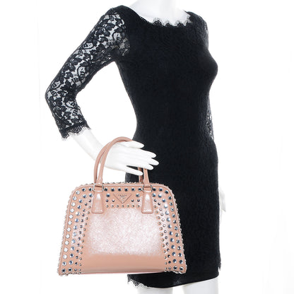 Prada Saffiano Vernice Crystal Pyramid Bag Cammeo 2 of 10