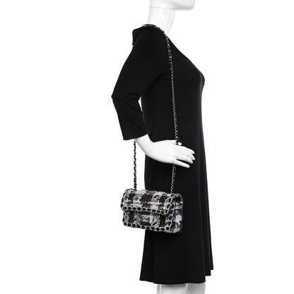 Chanel Tweed Quilted Mini Rectangular Flap Black White Multicolor 2 of 10