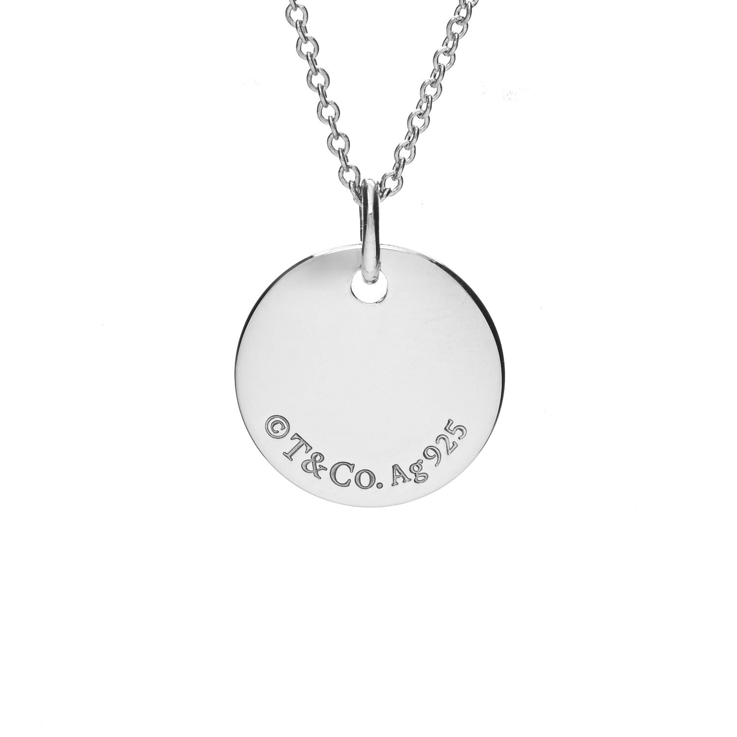 Tiffany Sterling Silver Letter A Disc Pendant Necklace 4 of 7