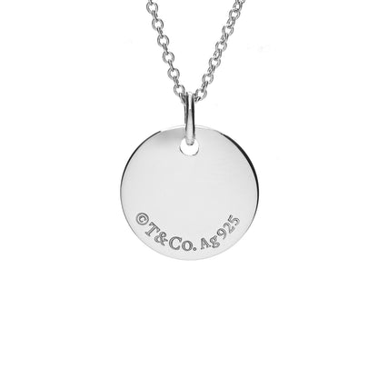 Tiffany Sterling Silver Letter A Disc Pendant Necklace 4 of 7
