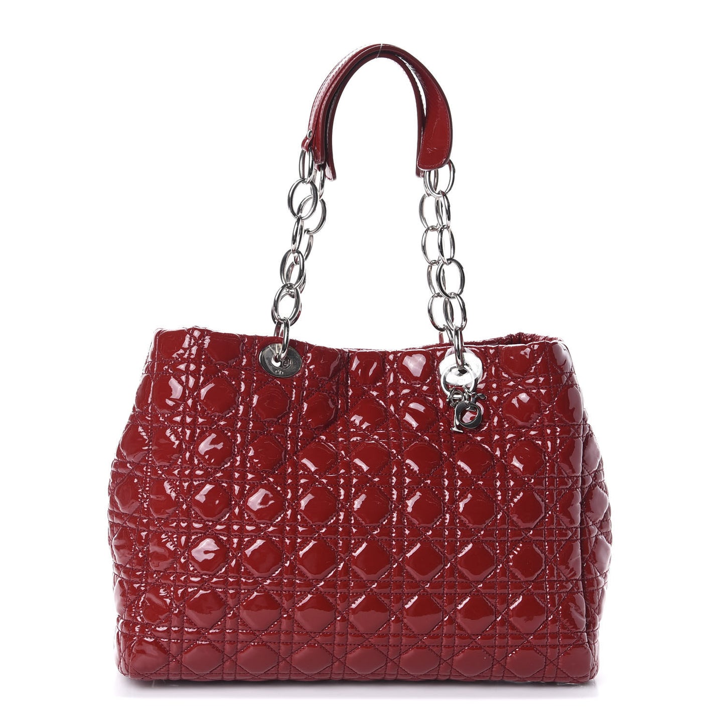 Patent Cannage Large Dior Soft Shopping Tote Red