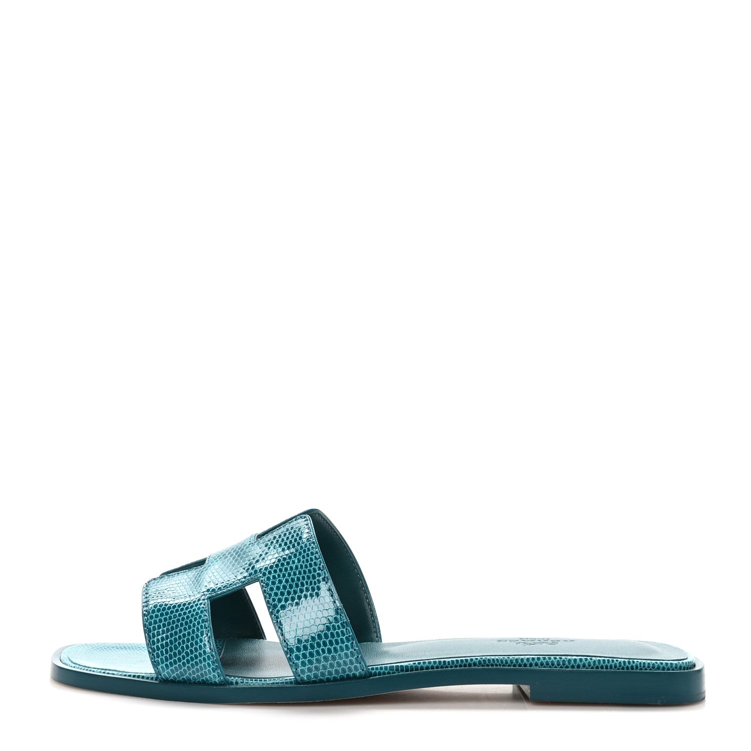 Hermes Lizard Oran Sandals 38.5 Vert Emeraude 1 of 9
