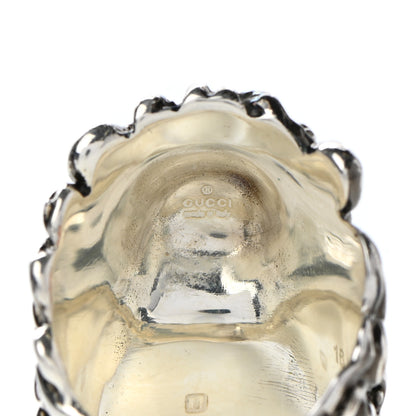 Gucci Metal Crystal Lion Head Ring 16 7.5 Black Aged Silver 7 of 7