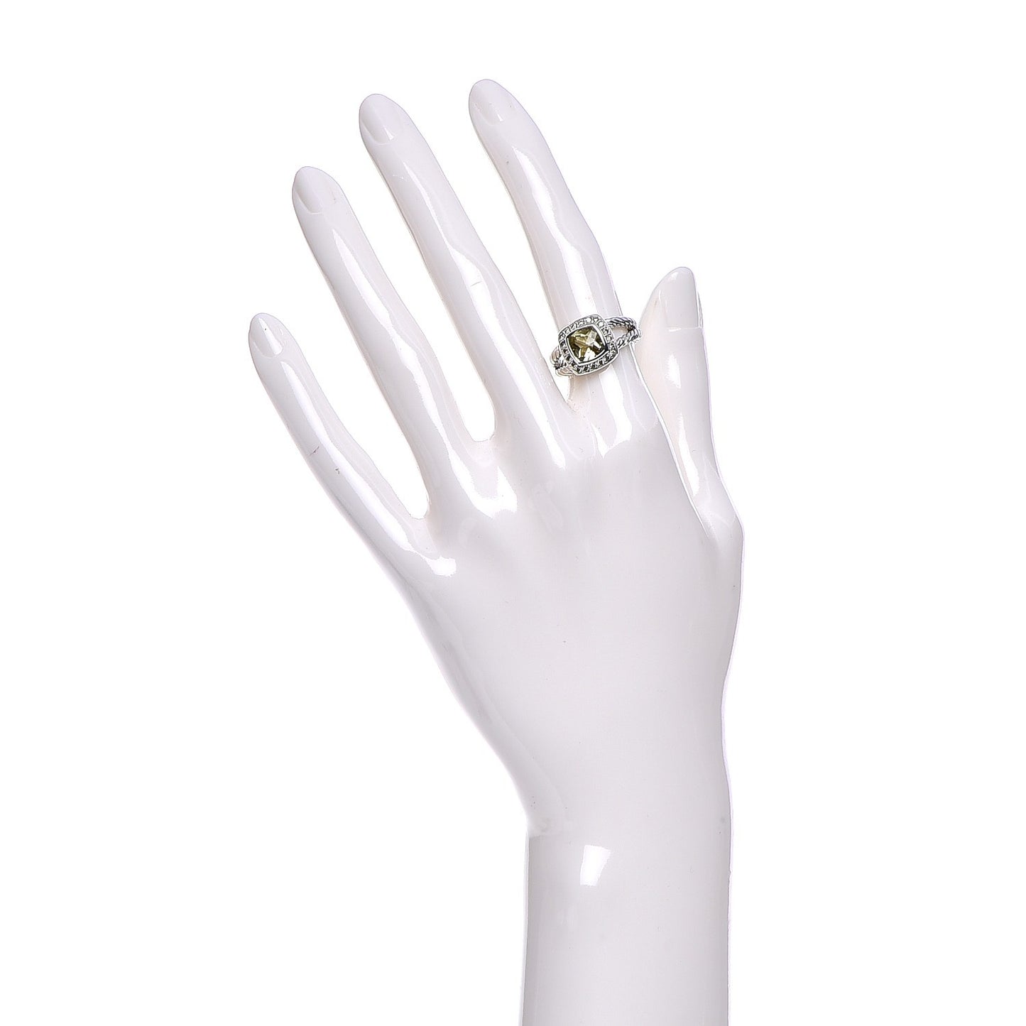 Sterling Silver Diamond Prasiolite 7mm Petite Albion Ring 50 5.25