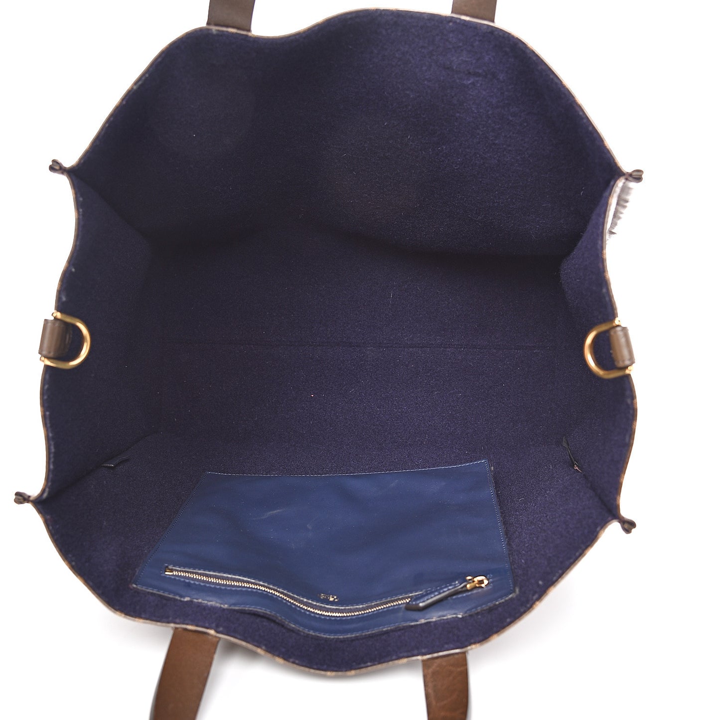 X FILA Glazed Fabric FF 1974 Mania Shopping Tote Bag Mogano Panna Blueberry