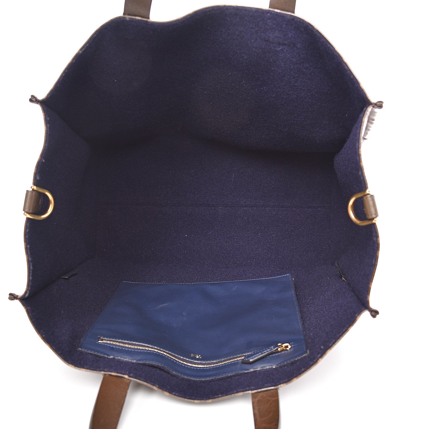 Fendi X FILA Glazed Fabric FF 1974 Mania Shopping Tote Bag Mogano Panna Blueberry 4 of 14