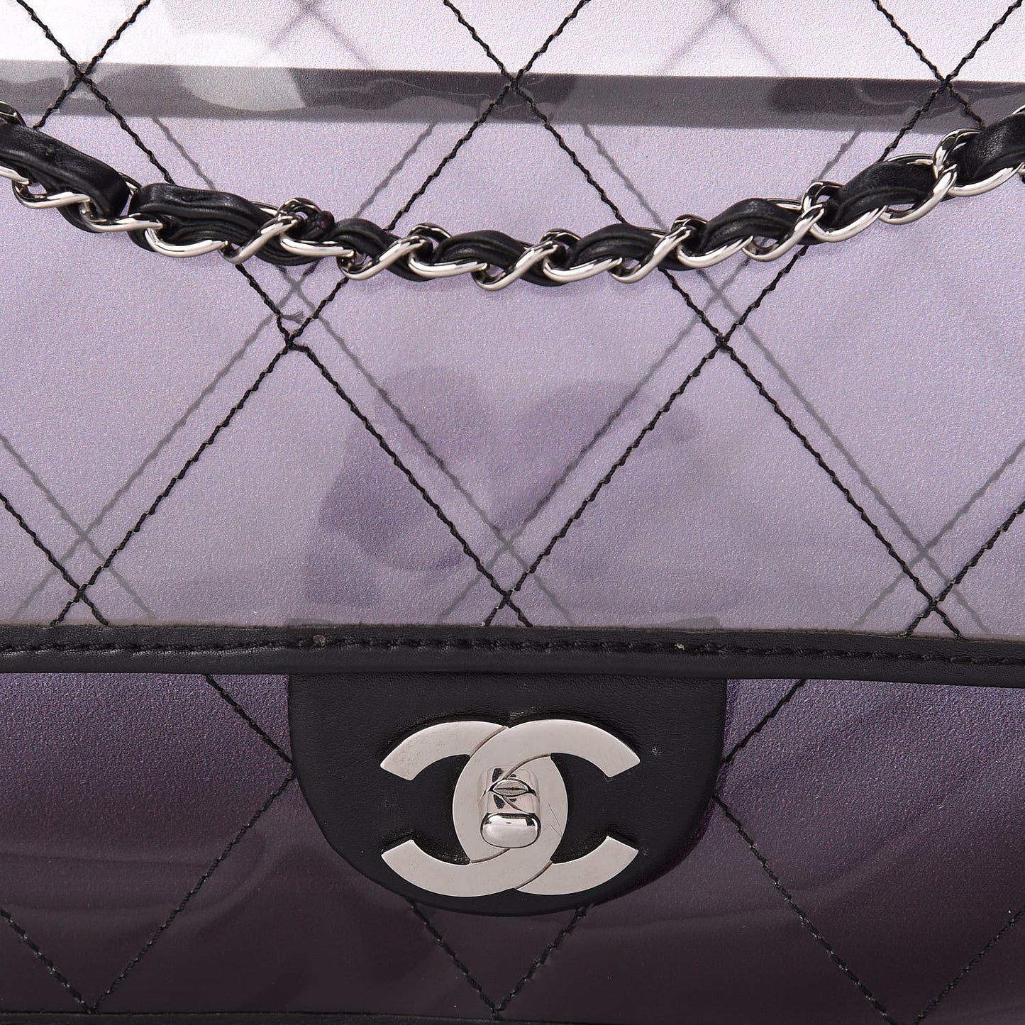 Vinyl Quilted Degrade Jumbo Single Flap Black