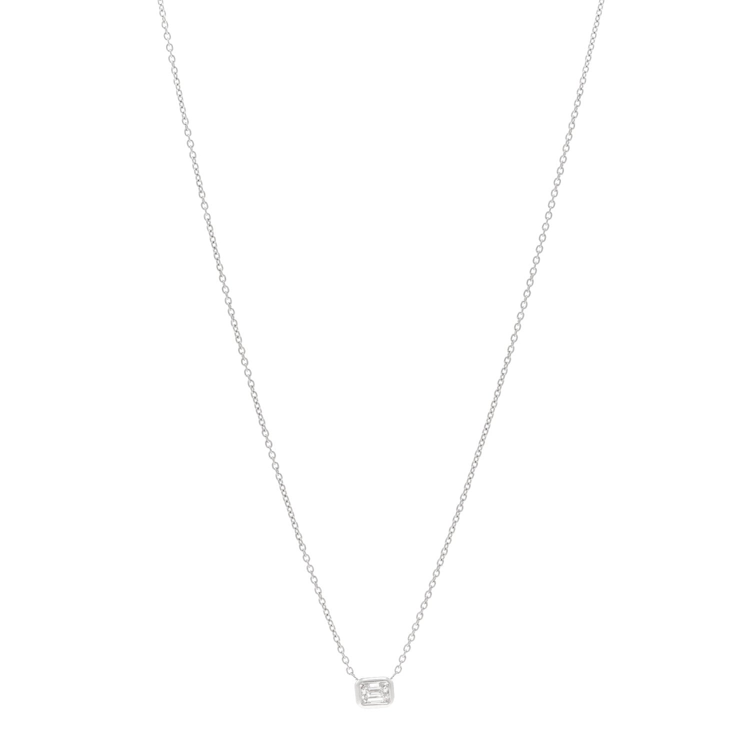 Roberto Coin 18K White Gold Diamond .17ct Emerald Cut Diamonds By The Inch Necklace 1 of 4