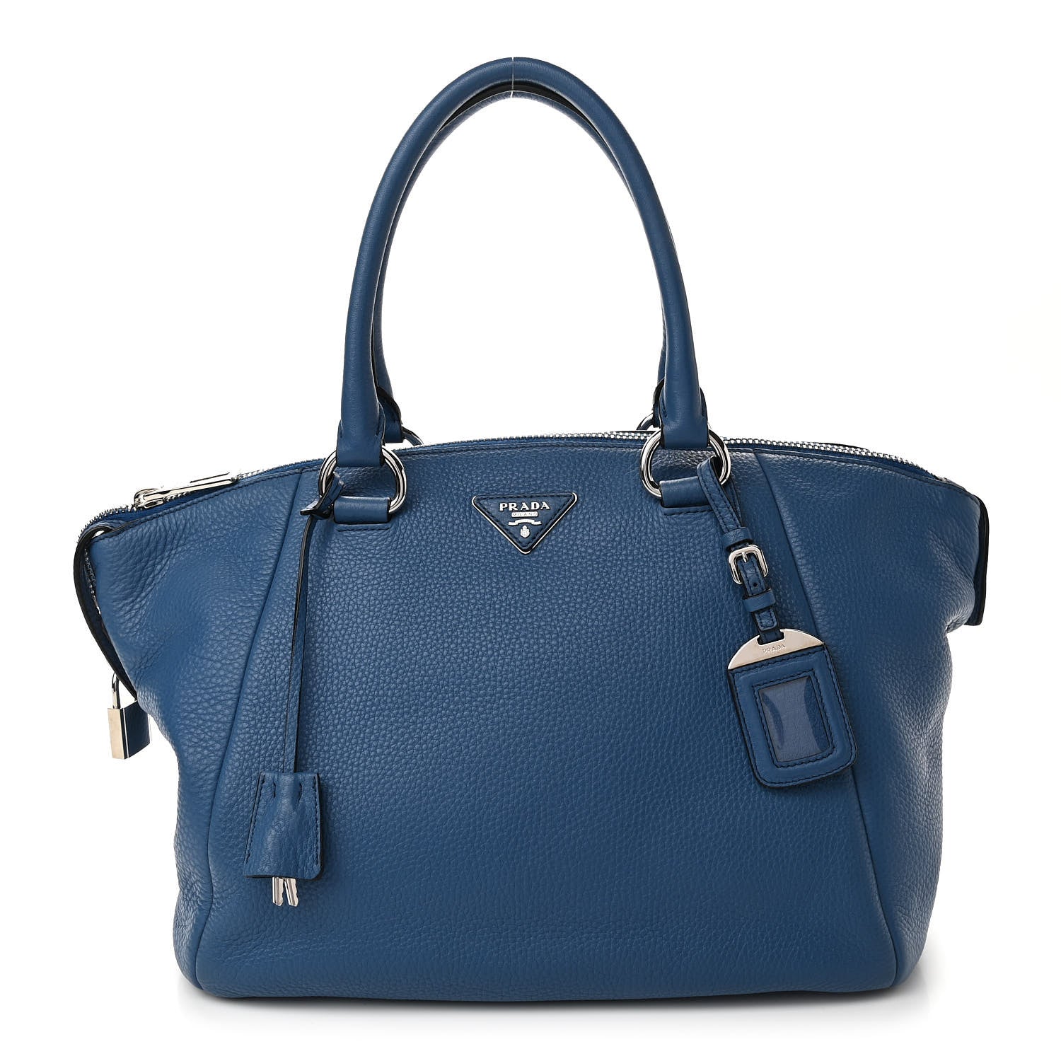 Prada Vitello Daino Double Handle Satchel Inchiostro 1 of 8