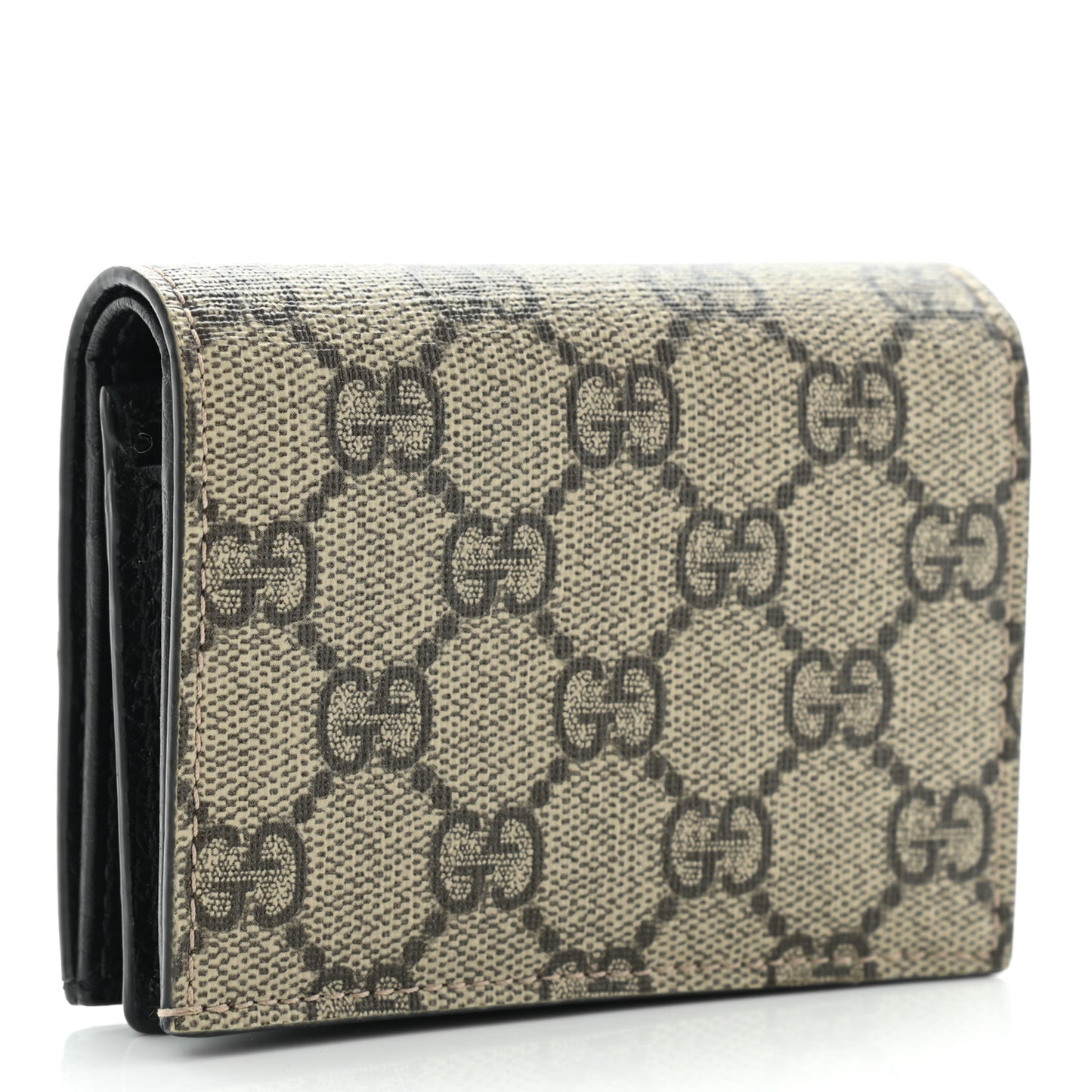 Dollar Calfskin GG Supreme Monogram GG Marmont Card Case Black Beige Ebony