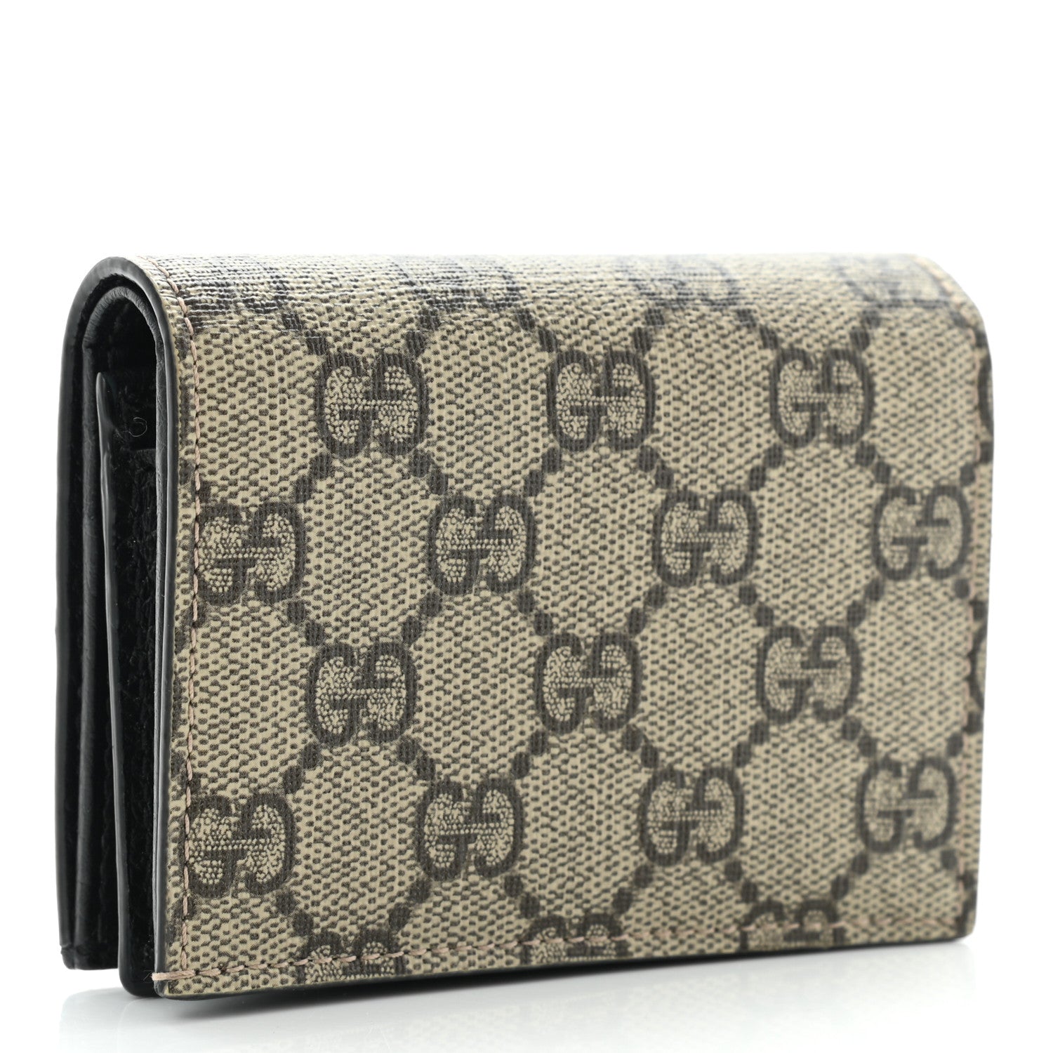 Gucci Dollar Calfskin GG Supreme Monogram GG Marmont Card Case Black Beige Ebony 3 of 10