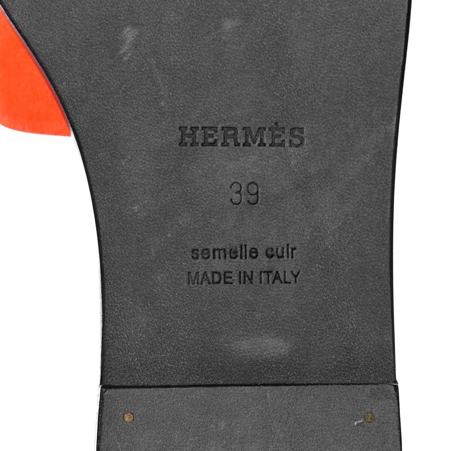 Hermes Suede Goatskin Oran Sandals 39 Orange Synthetique 10 of 13