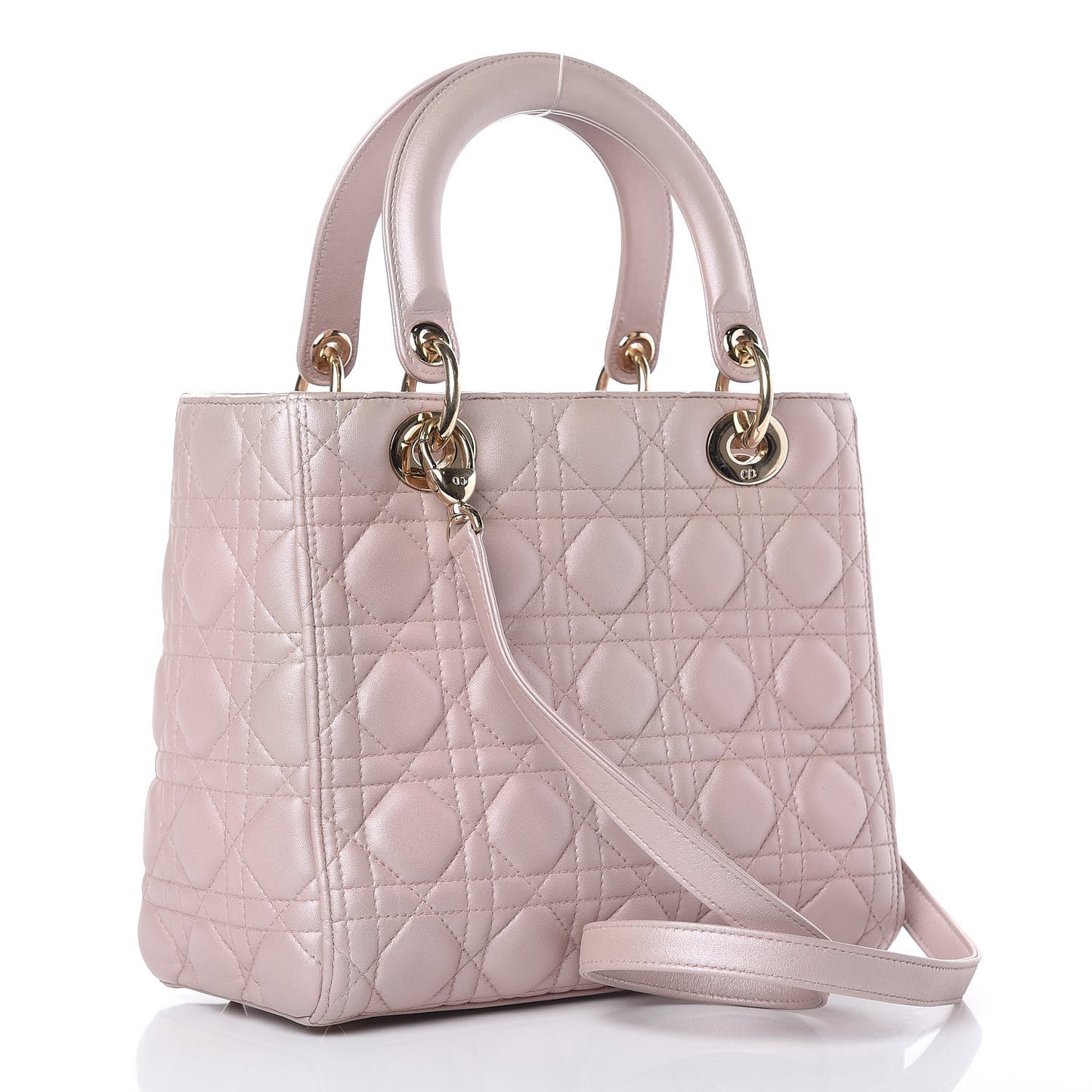 Pearly Lambskin Cannage Medium Lady Dior Lotus