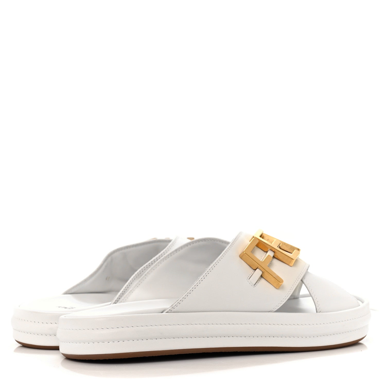 Fendi Vitello Womens Fendigraphy Slide Sandals 41 White Ice 4 of 7