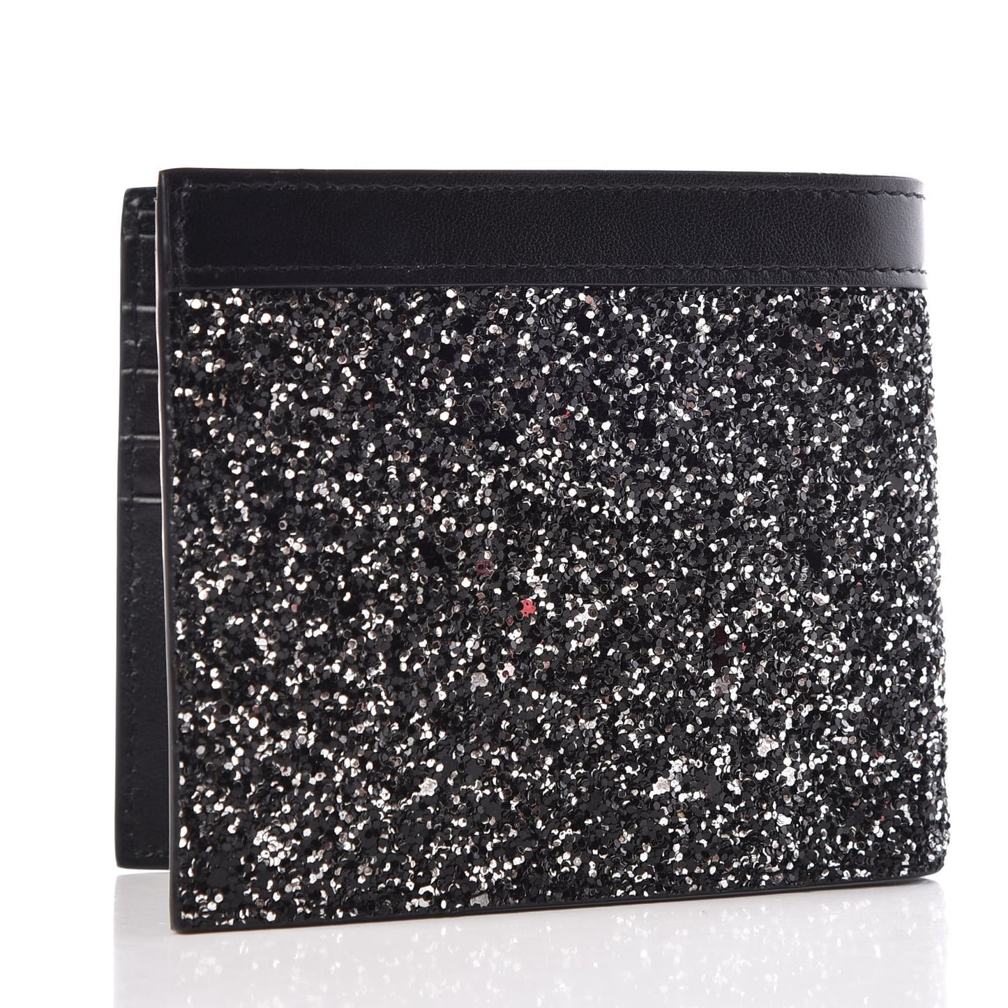 Calfskin Sequin Bifold Wallet Gunmetal