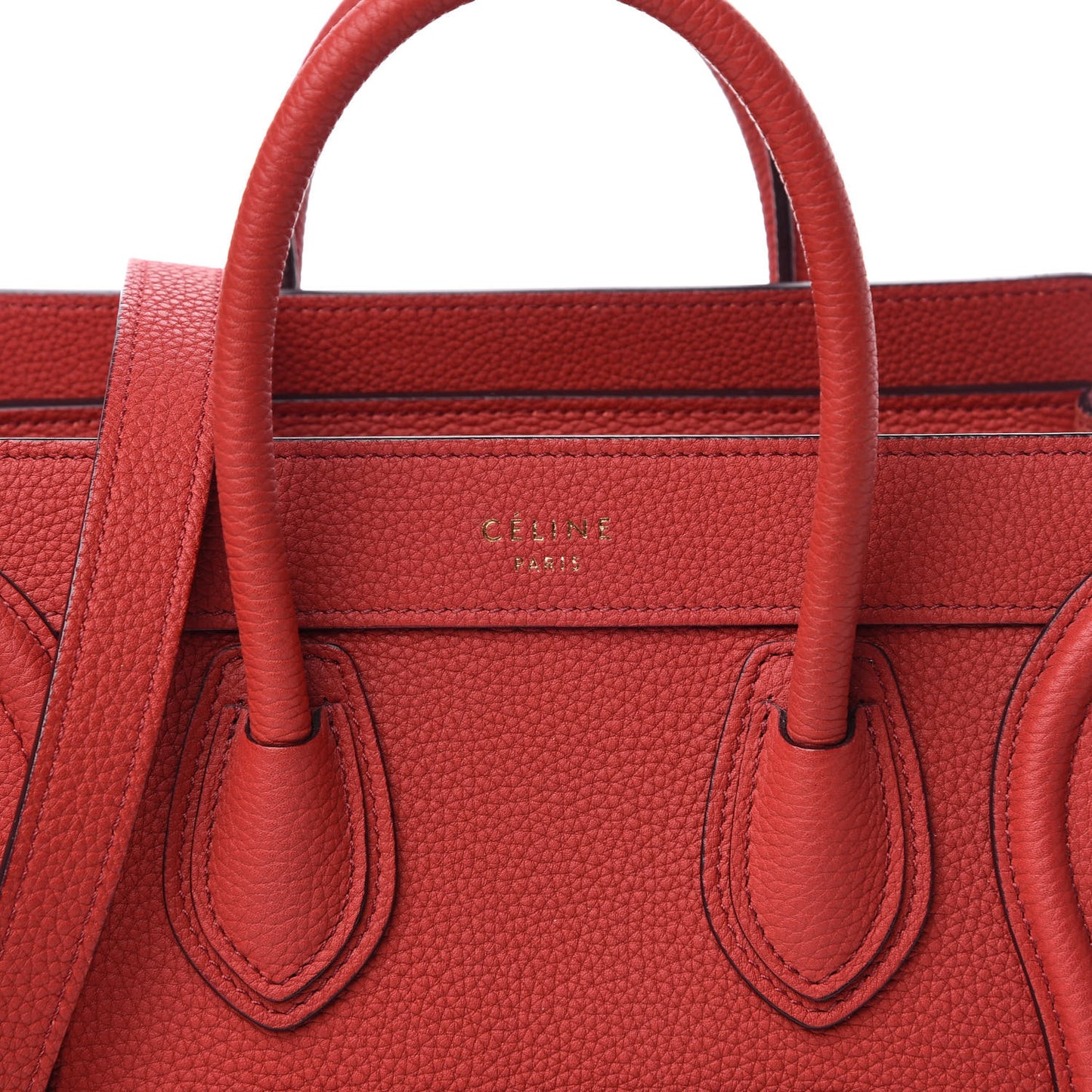 Drummed Calfskin Nano Luggage Red
