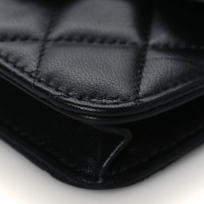 Chanel Lambskin Quilted Top Handle Flap Coin Purse With Chain Black 11 of 12