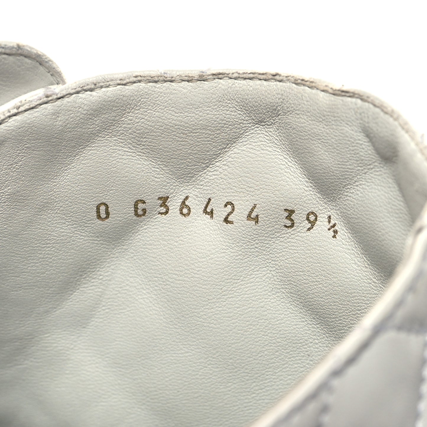 Shiny Lambskin Quilted Lace Up Combat Boots 39.5 White Black