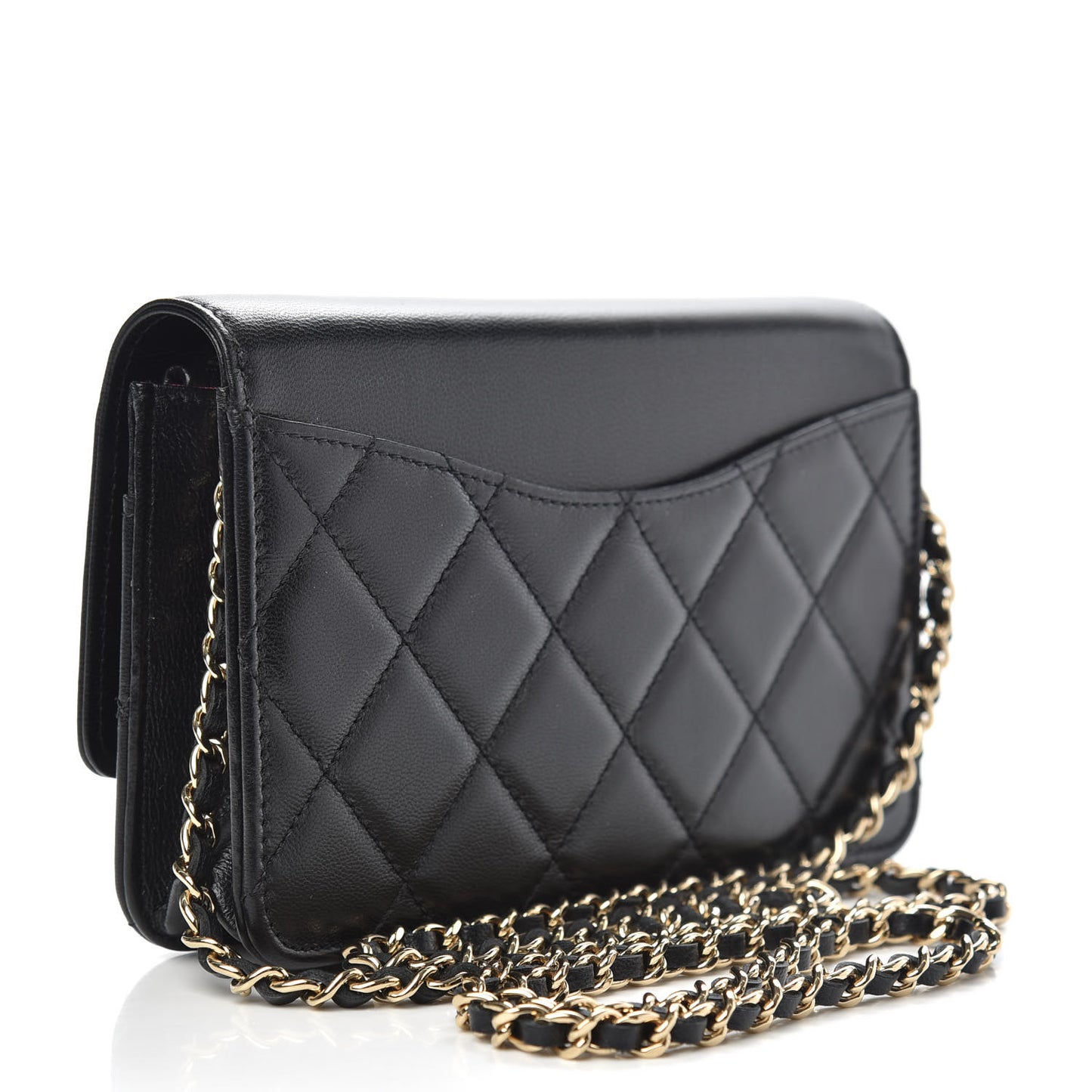 Goatskin Quilted Timeless CC Wallet On Chain WOC Black