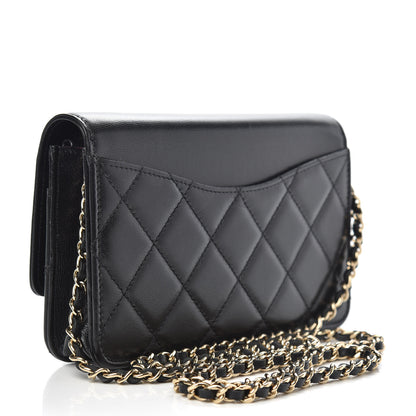Chanel Goatskin Quilted Timeless CC Wallet On Chain WOC Black 3 of 12