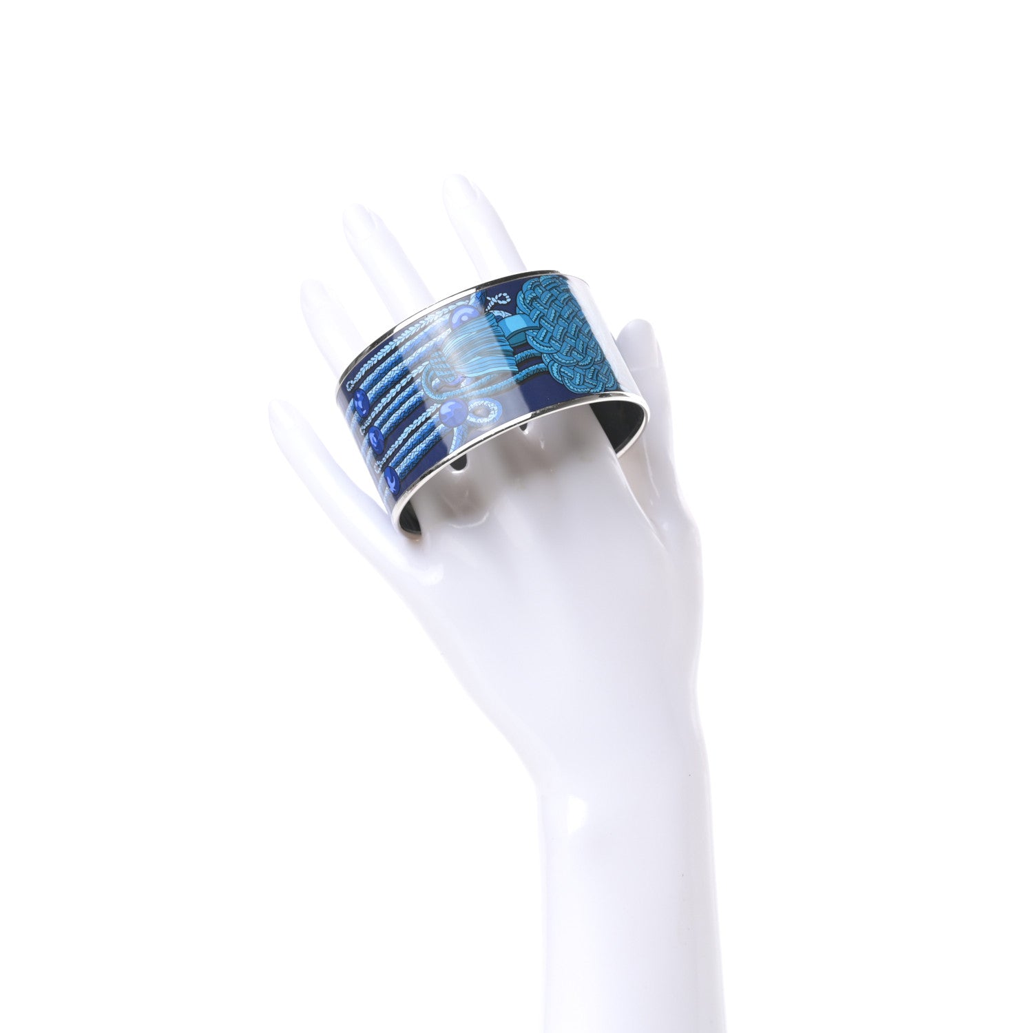 Hermes Enamel Printed Brandebourgs Extra Wide Bracelet 70 2 of 6