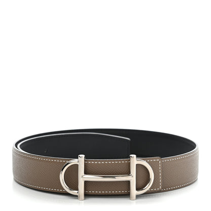 Hermes Swift Epsom 24mm Gamma Belt 75 Black Etoupe 1 of 7