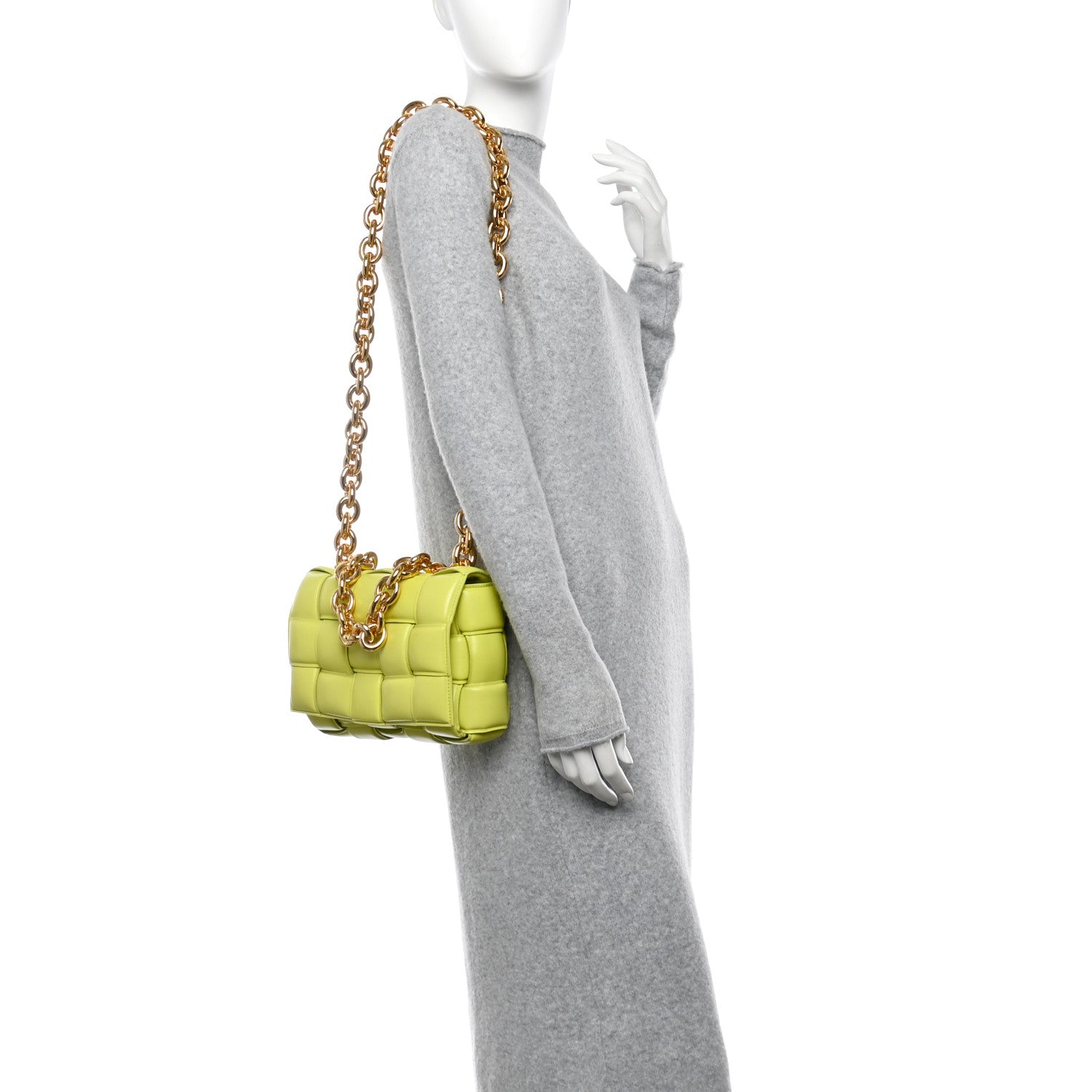 Bottega Veneta Lambskin Maxi Intreccio Padded Chain Cassette Crossbody Bag Kiwi 2 of 11