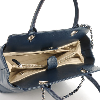 Chanel Soft Caviar CC Medium Top Handle Tote Navy Blue 5 of 6