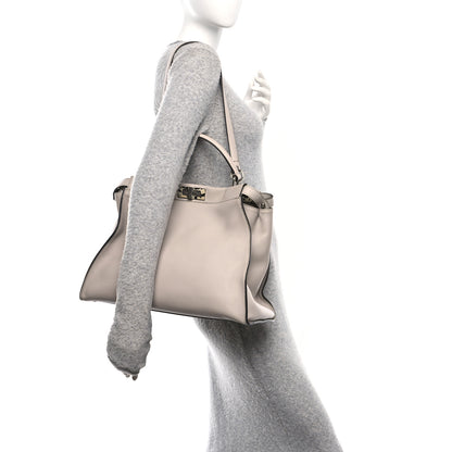 Fendi Vitello Seta Plexiglass Granite Large Peekaboo Iconic Satchel Polvere 2 of 9