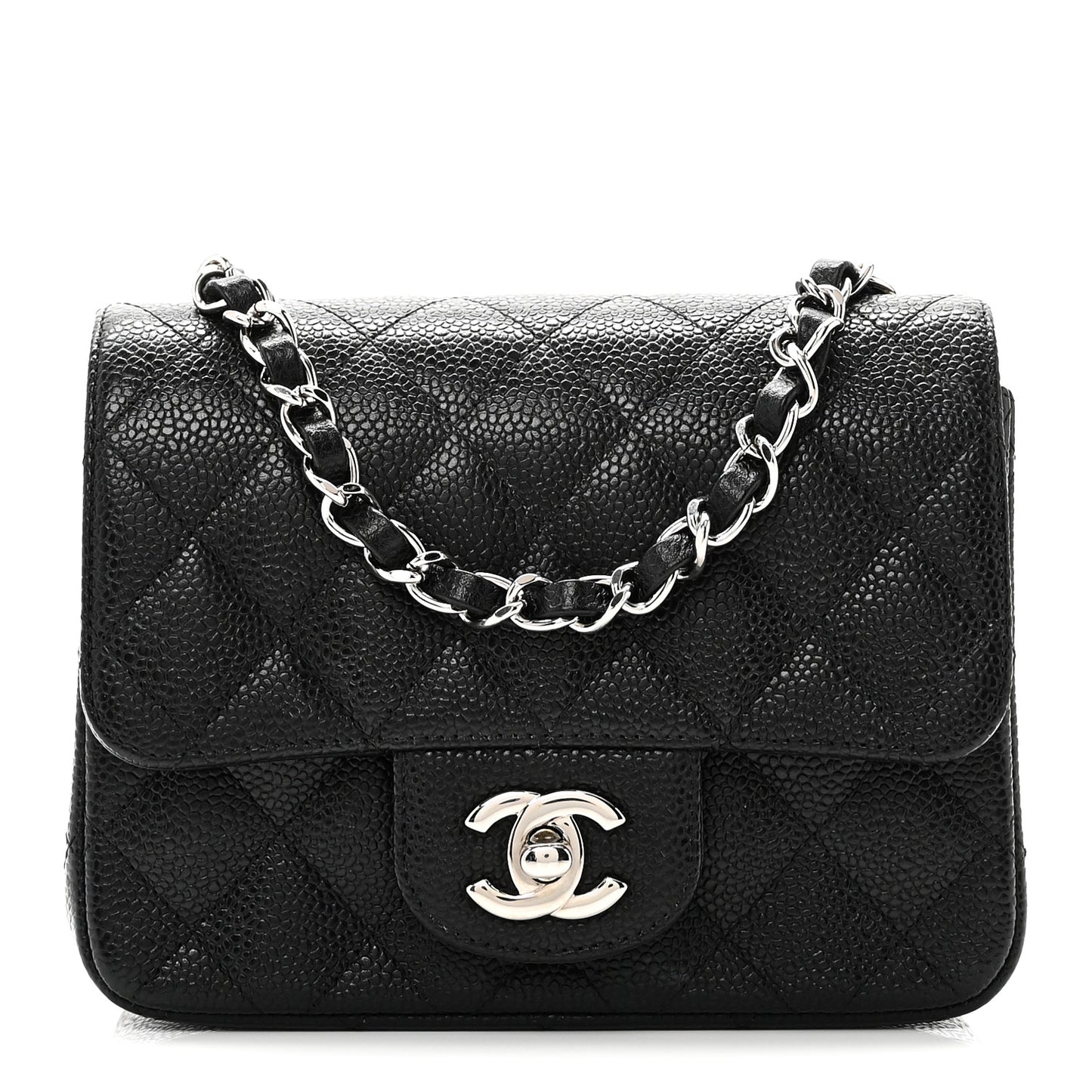 Caviar Quilted Mini Square Flap Black