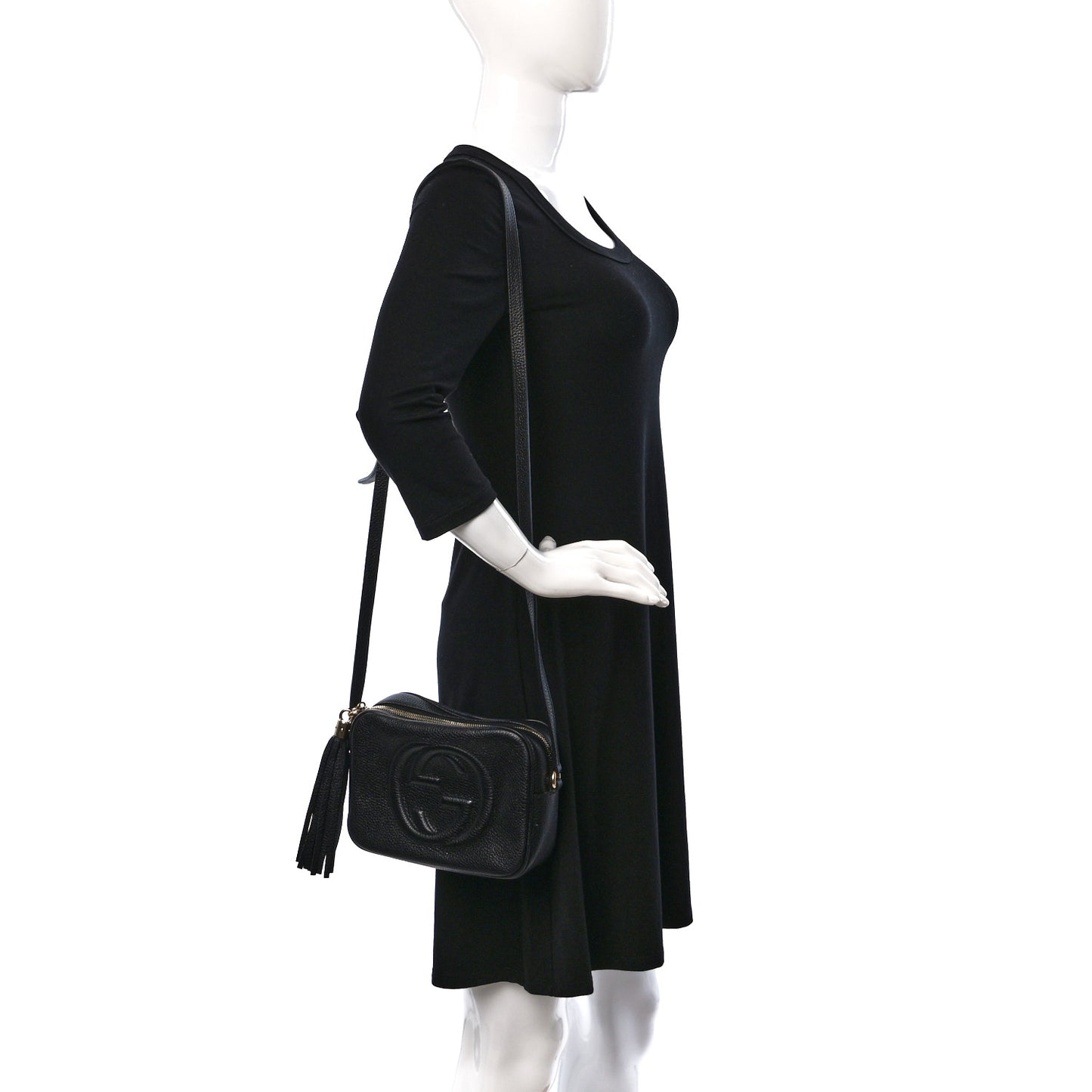 Pebbled Calfskin Small Soho Disco Bag Black