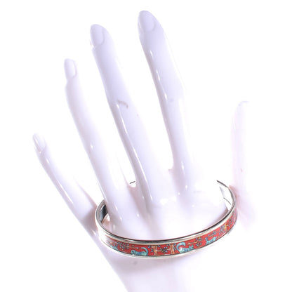Hermes Enamel Printed Narrow Forest Animals Bracelet 65 Red 2 of 5