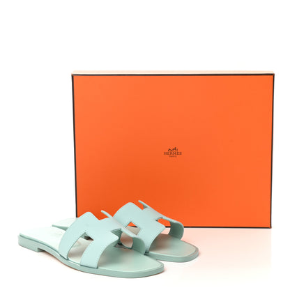 Hermes Epsom Oran Sandals 37 Vert Embrun 9 of 9